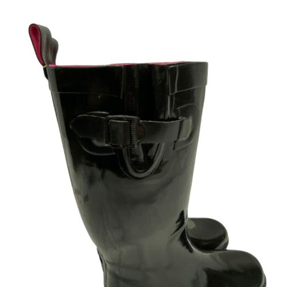 Capelli‎ NY Womens Tall Rain Boots 7 Black Rubber Shiny Outdoor Fisherman Preppy - Picture 5 of 12